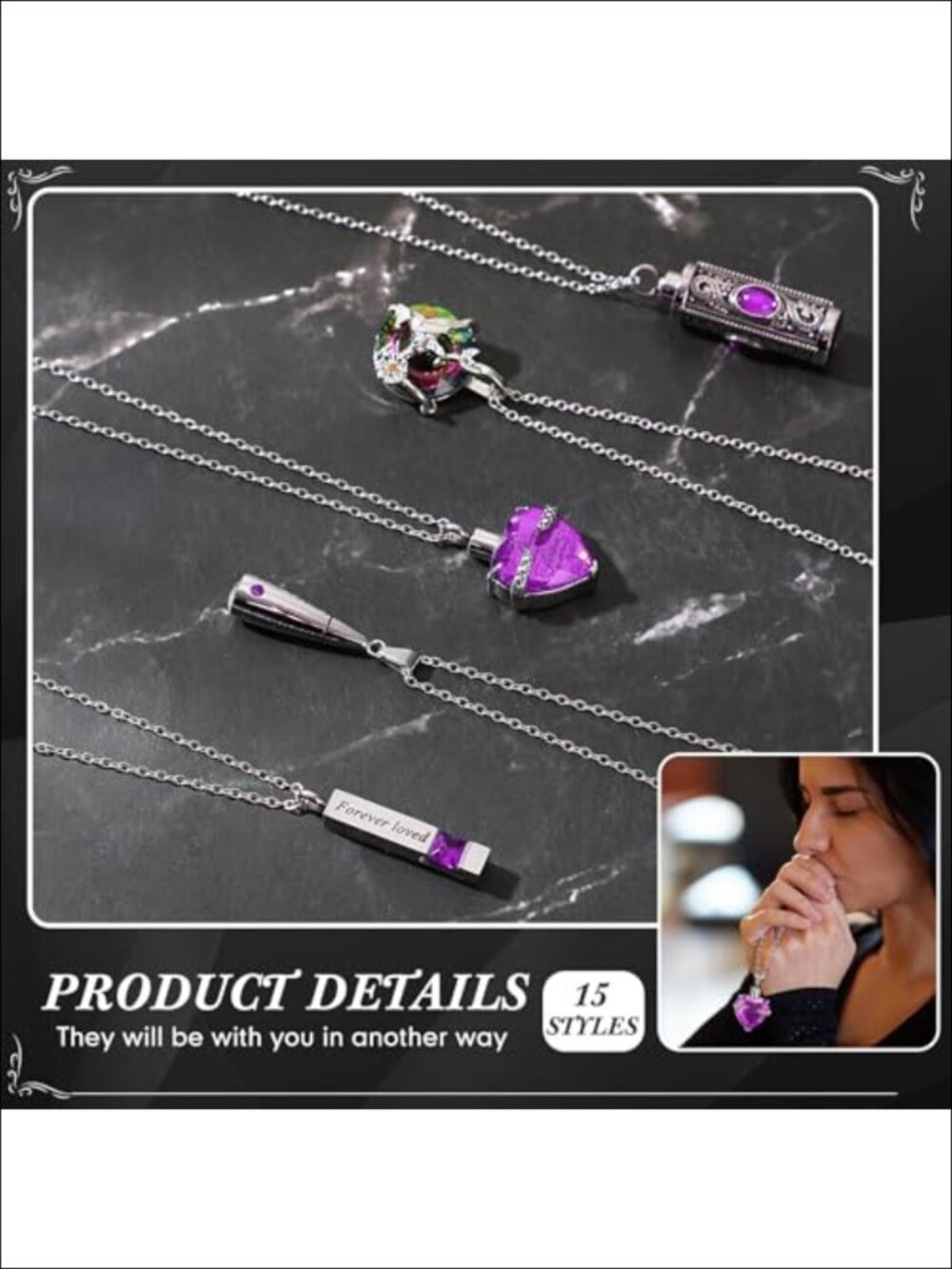 15 Pcs Stainless Steel Urn Necklace for Ashes Women Cremation Jewelry - Picture 3 of 6
